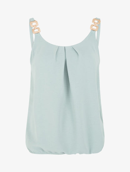 Top uni à bretelles bi-matière - Vert d&