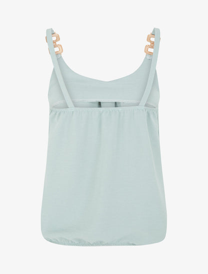 Top uni à bretelles bi-matière - Vert d&