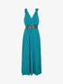 Robe longue à jupe texturée - Bleu canard - 1