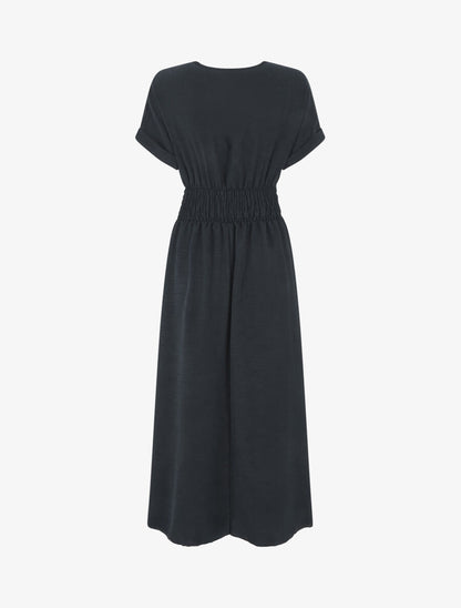 Robe longue unie col cache coeur - Noir - 2
