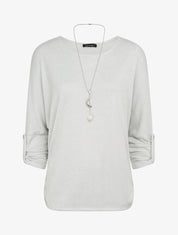 Pull fin oversize manches 3/4 - Gris clair - 4