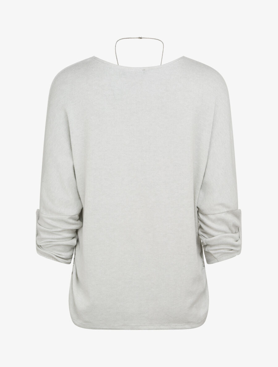 Pull fin oversize manches 3/4 - Gris clair - 2