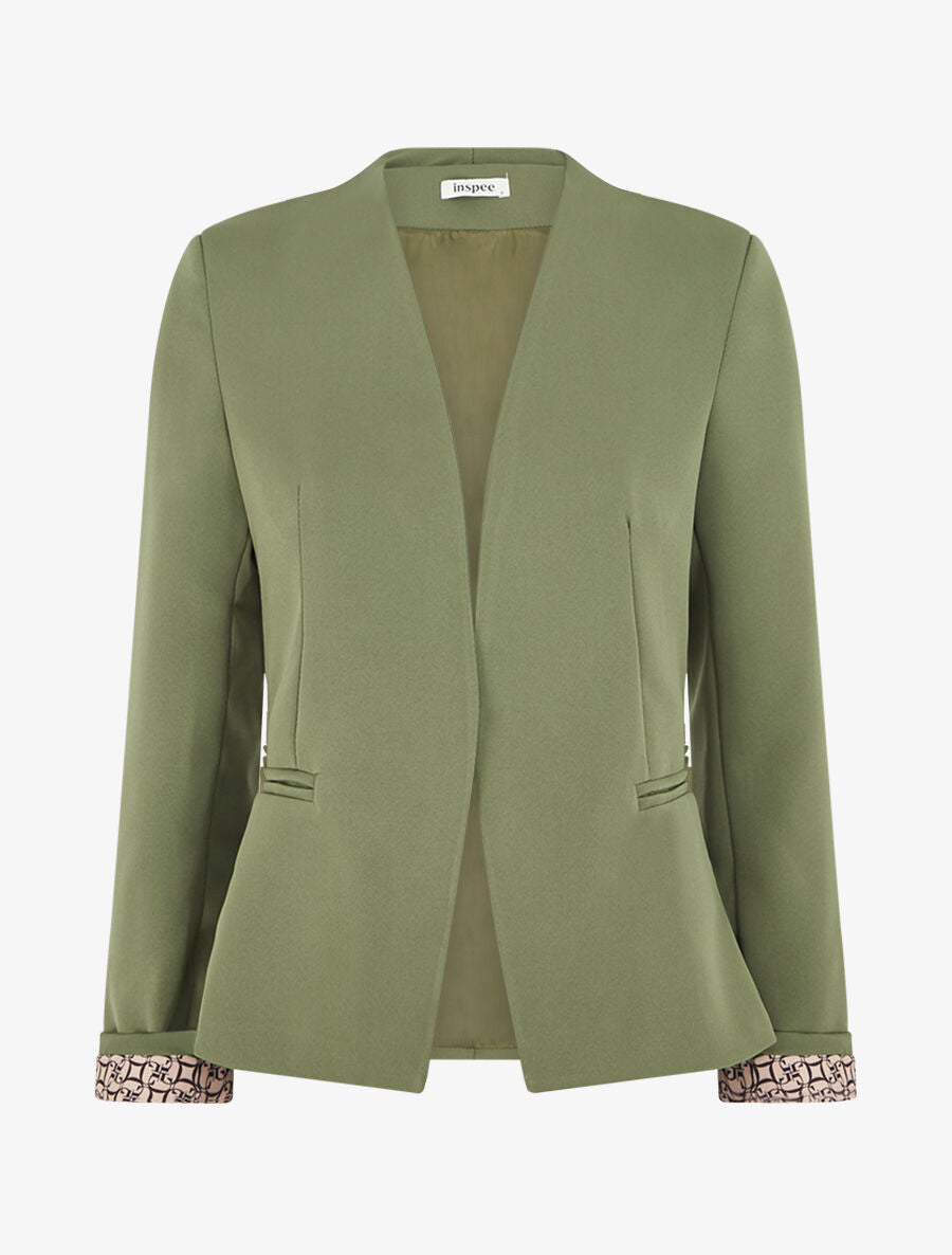 Blazer à manches imprimé graphique - Kaki - 1