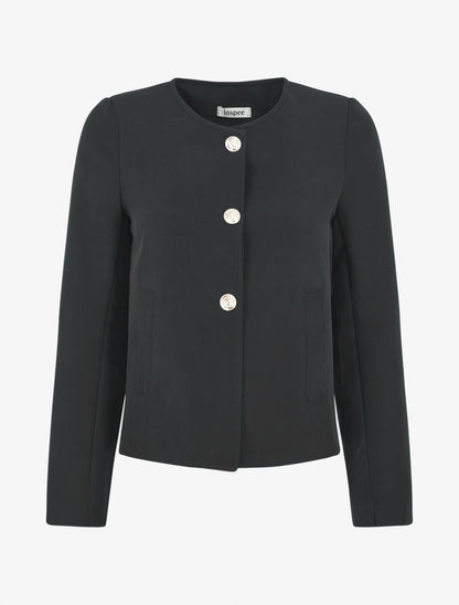 Veste courte à boutons stylisés - Noir - 4