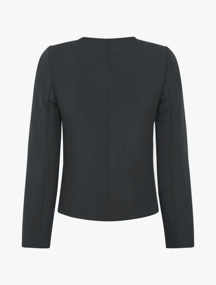 Veste courte à boutons stylisés - Noir - 2