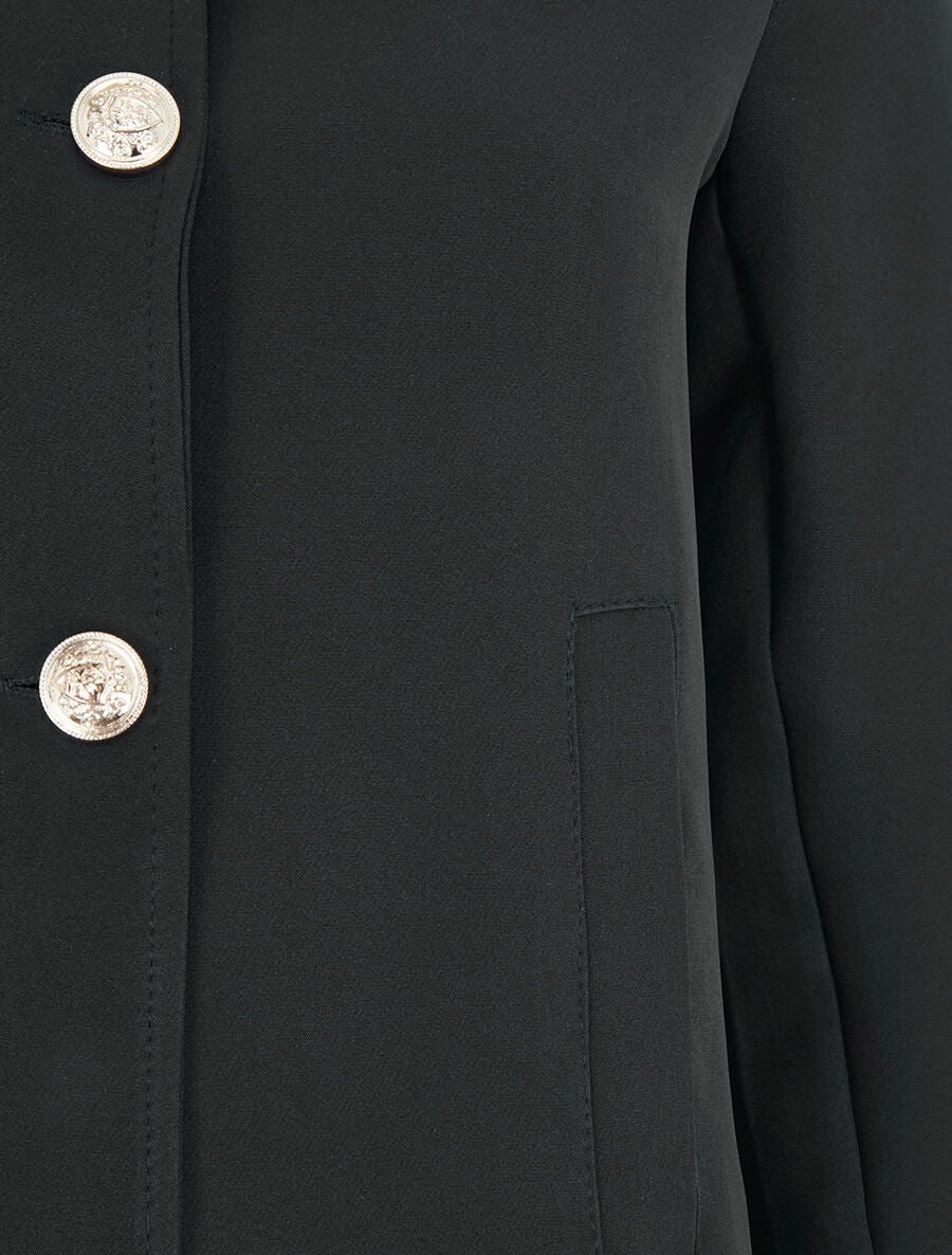 Veste courte à boutons stylisés - Noir - 3