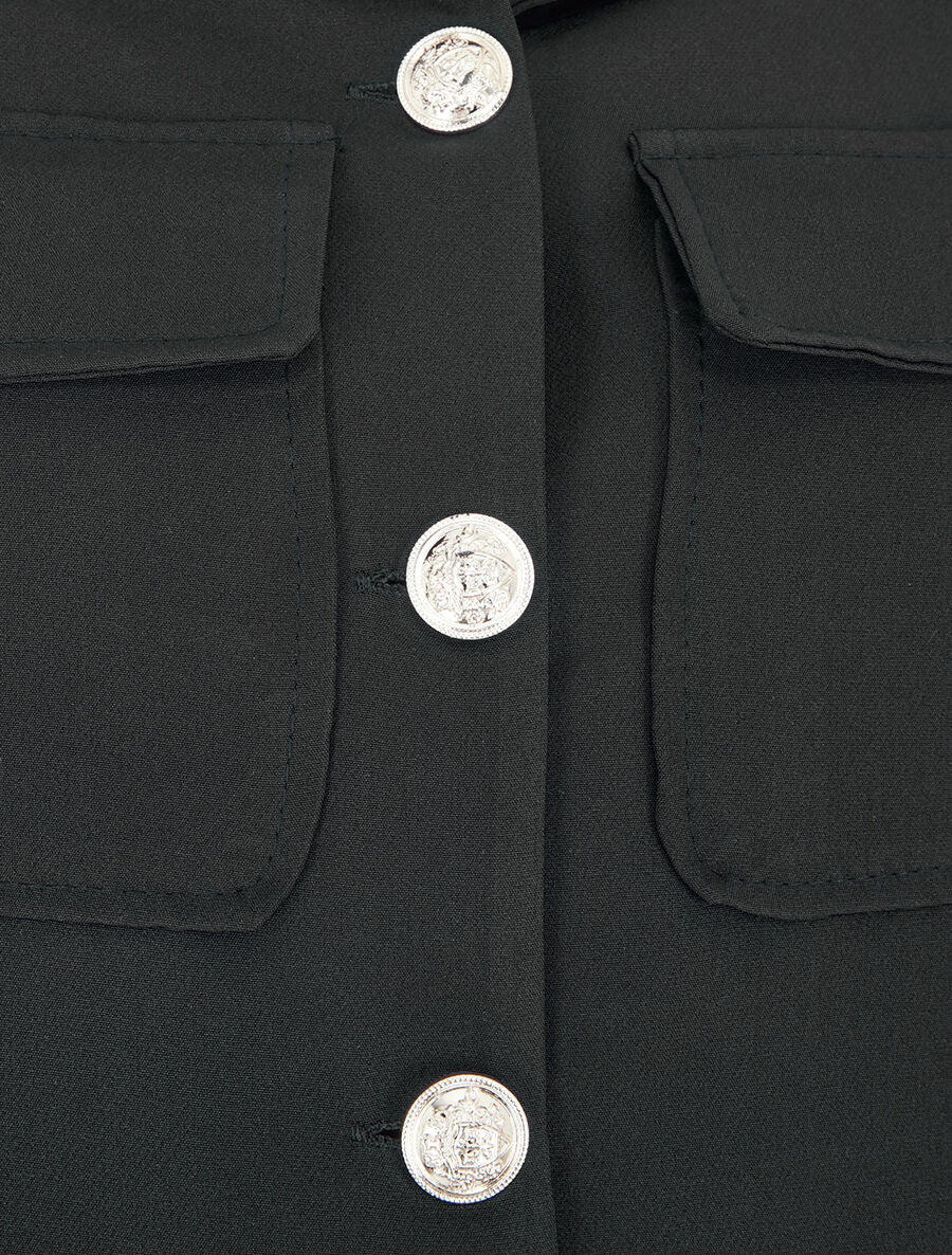 Blazer boutonné à poches - Noir - 3