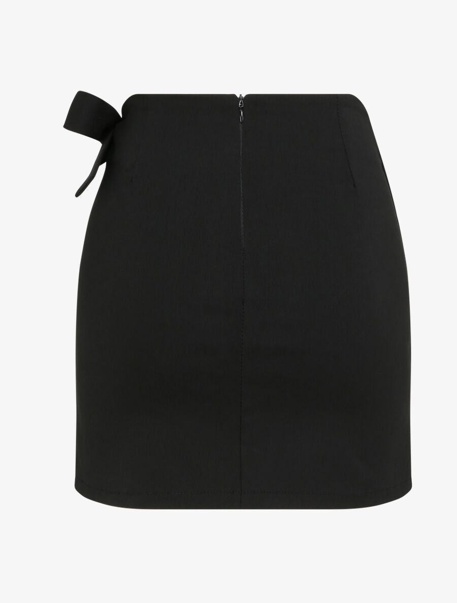 Mini-jupe portefeuille coupe droite - Noir - 2