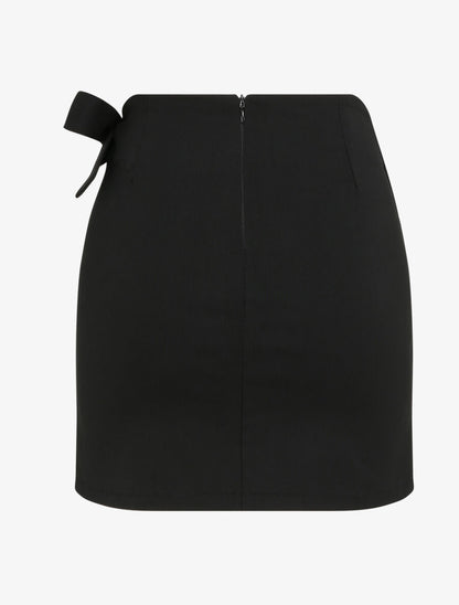 Mini-jupe portefeuille coupe droite - Noir - 2
