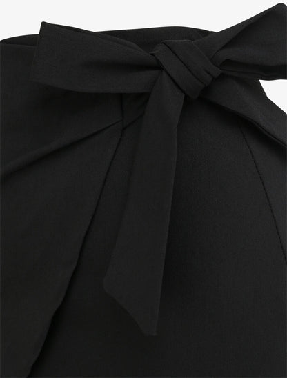 Mini-jupe portefeuille coupe droite - Noir - 3