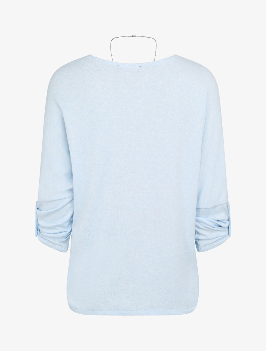 Pull fin oversize manches 3/4 - Bleu ciel - 2