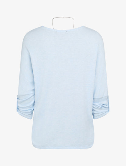 Pull fin oversize manches 3/4 - Bleu ciel - 2