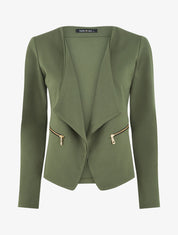 Blazer stretch à poches zippées - Kaki - 1