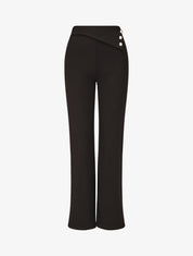 Pantalon uni à boutons décoratifs - Noir - 1