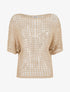 Pull brillant en maille ajourée - Or - 1
