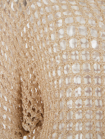Pull brillant en maille ajourée - Or - 3