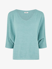 Pull en maille pailletée à manches chauves-souris - Vert d&