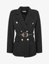Blazer mi-long boutonné et ceinturé - Noir - 1