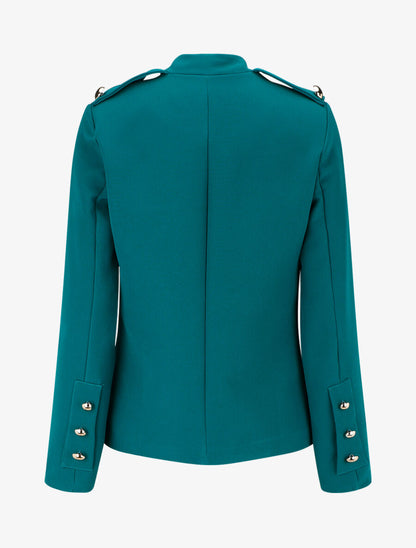 Blazer uni mi-long boutonné - Bleu canard - 2