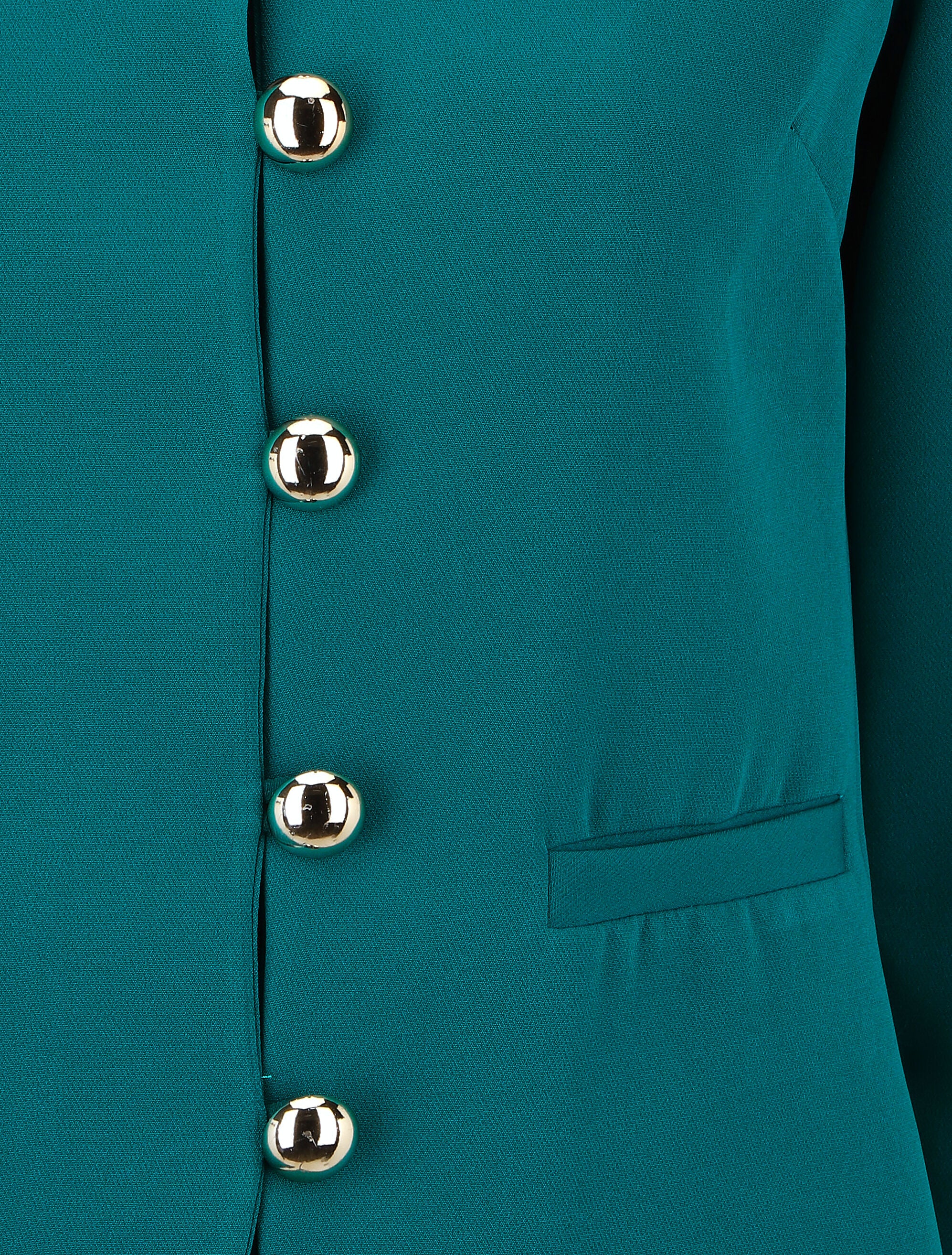Blazer uni mi-long boutonné - Bleu canard - 3