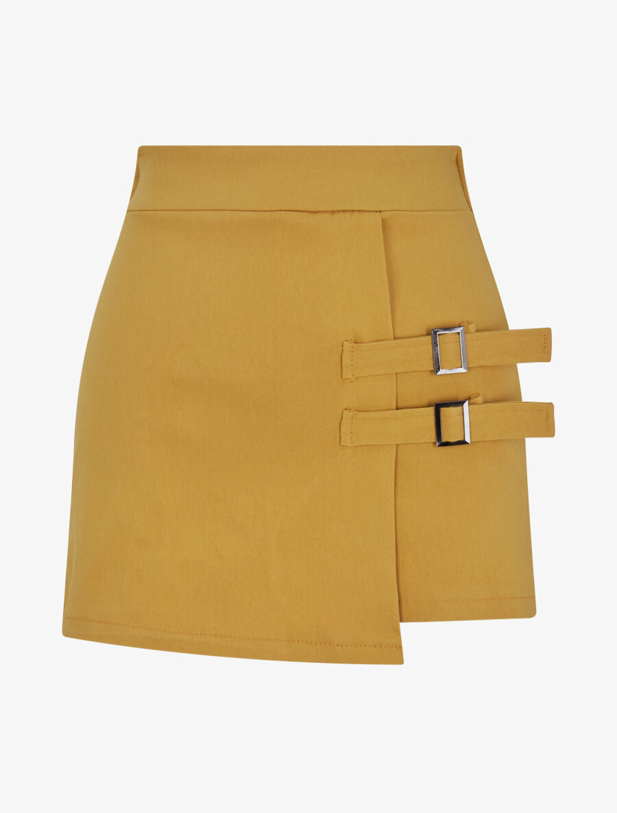 Short court style jupe à lanières - Jaune - 4