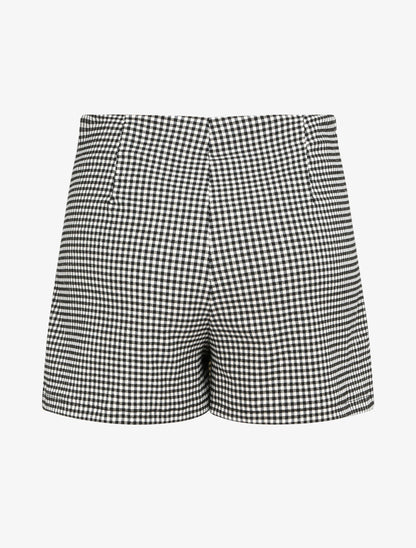 Jupe culotte coupe droite imprimé carreaux - Noir - 2
