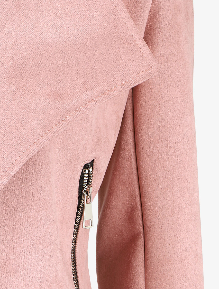 Veste en suédine à pans asymétriques - Rose - 3