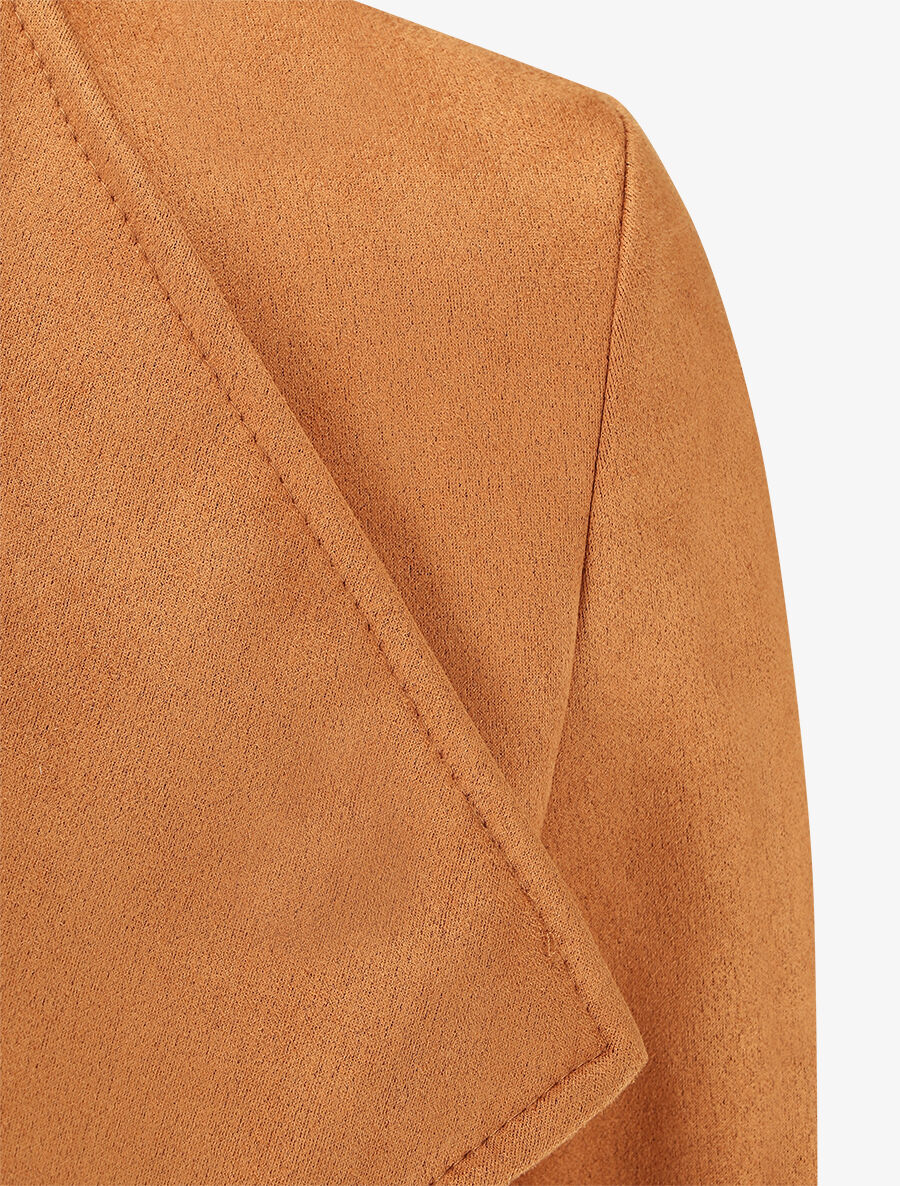 Veste en suédine à pans asymétriques - Camel - 3