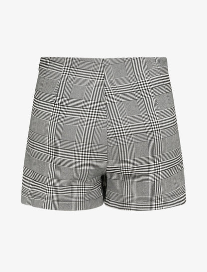 Jupe culotte coupe droite imprimé tartan - Noir - 2