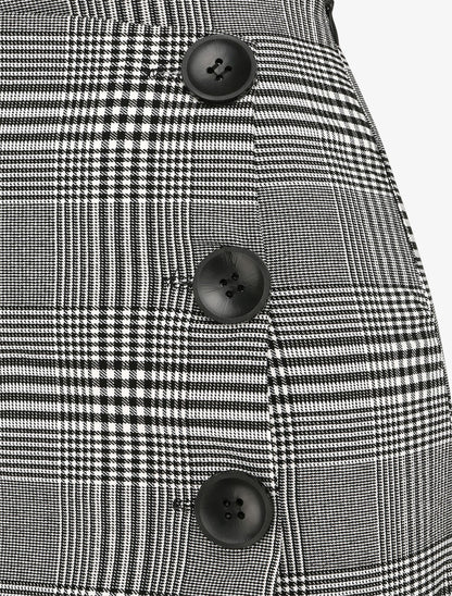 Jupe culotte coupe droite imprimé tartan - Noir - 3