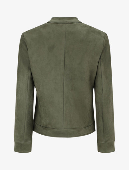 Veste en suédine à poches zippées - Kaki - 2