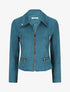 Veste en suédine à zips décoratifs - Bleu canard - 4