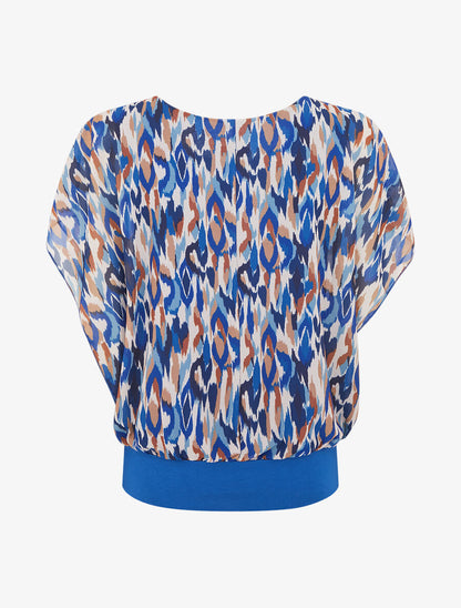 Blouse en voile à manches volantées - Bleu roi - 2