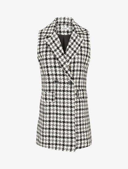 Veste en tweed sans manches - Blanc - 4