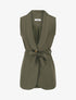 Blazer long uni sans manches - Kaki - 1