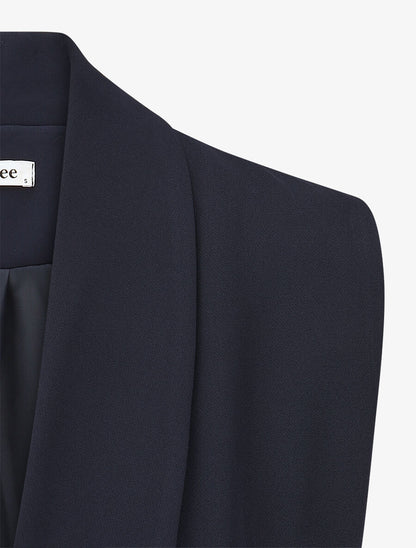 Blazer long uni sans manches - Marine - 3