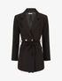 Blazer long uni ceinturé - Noir - 4