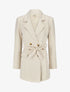 Blazer long uni ceinturé - Beige - 1