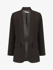 Blazer uni mi-long - Noir - 1