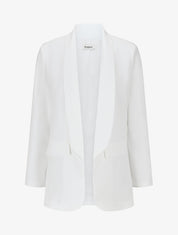 Blazer uni mi-long - Blanc - 1