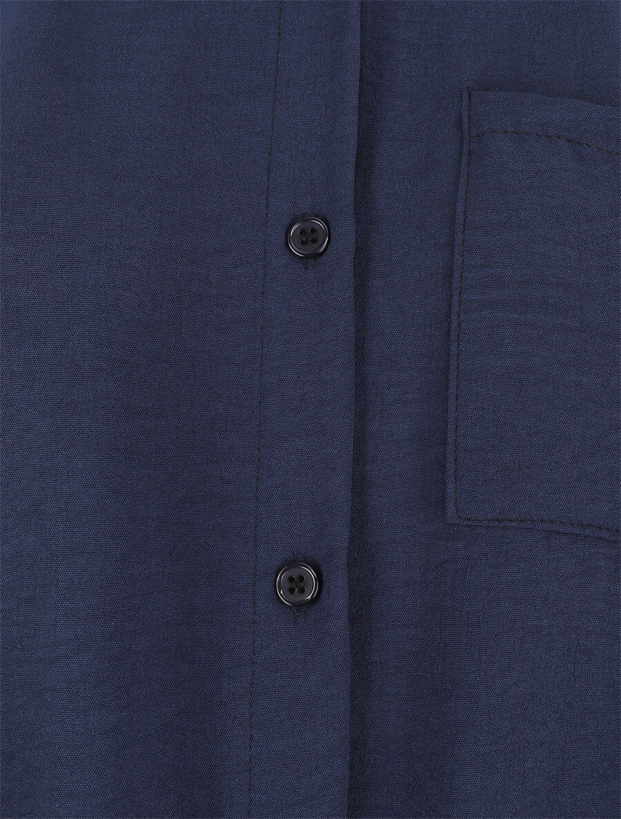 Chemise uni sans manches à bord élastiqué - Marine - 3