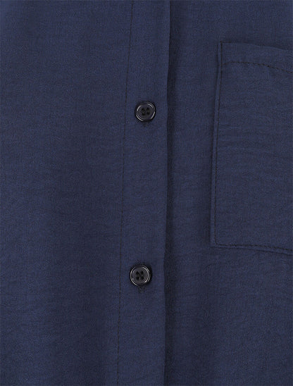 Chemise uni sans manches à bord élastiqué - Marine - 3