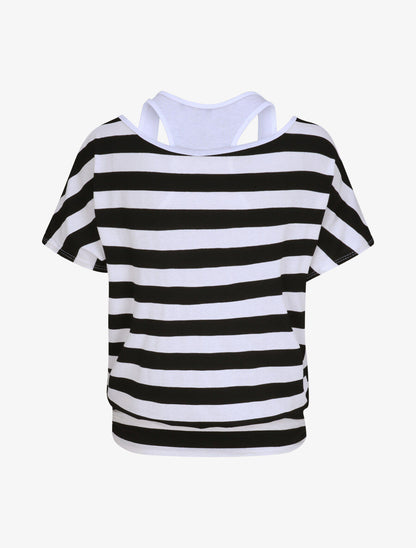 Top marinière coupe boule à débardeur intégré - Noir - 2