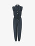 Combinaison uni élastiquée sans manches - Marine - 1