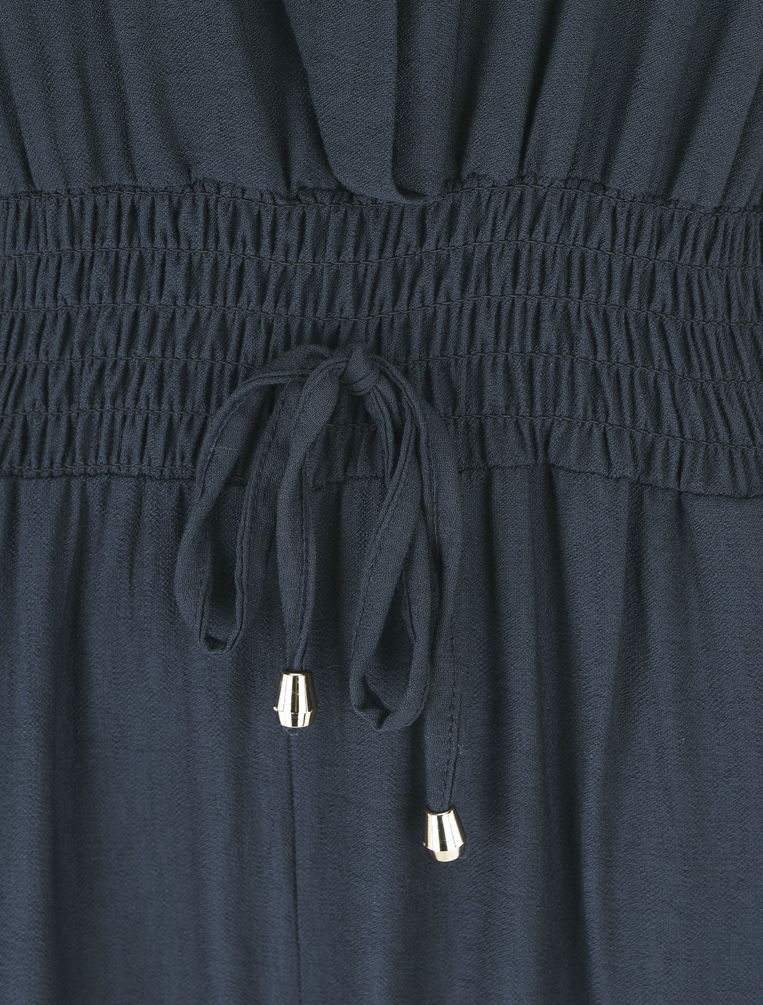 Combinaison uni élastiquée sans manches - Marine - 3