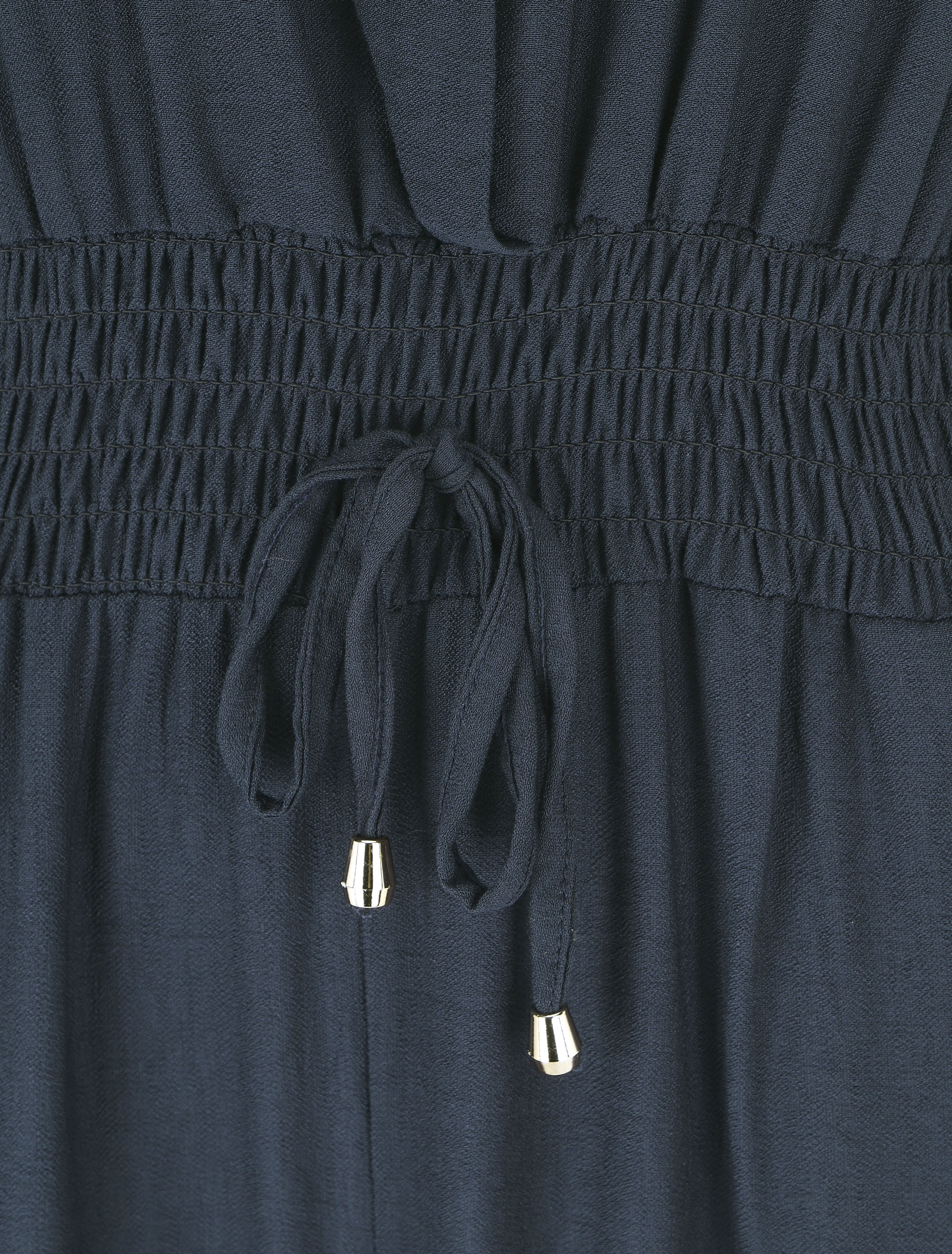 Combinaison uni élastiquée sans manches - Marine - 3