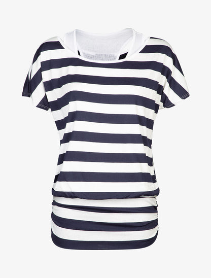 Top marinière coupe boule à débardeur intégré - Marine - 3