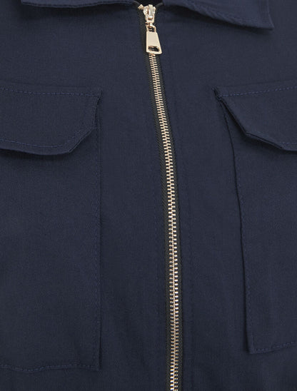 Combishort uni ceinturé et zippé - Marine - 3