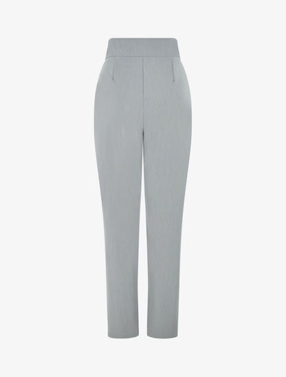 Pantalon droit uni à double passants - Gris - 2