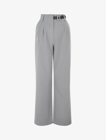 Pantalon ample uni - Gris - 4